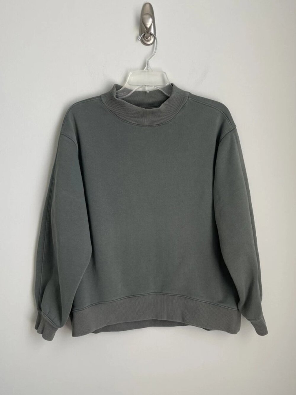 Everlane Green Crew Neck Long Sleeve Fleece Sweatshirt